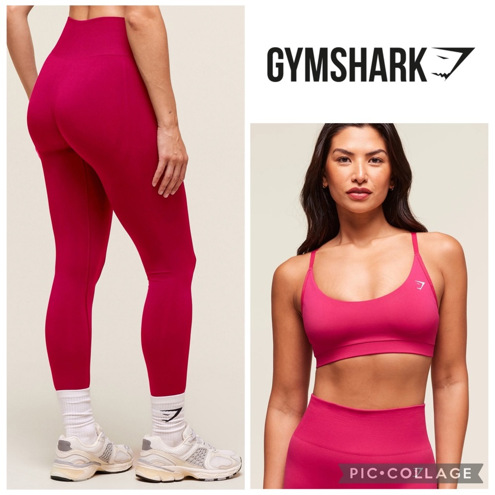 Gymshark Everyday Seamless Racerback Sports Bra and Leggings Set {Pink} S/M